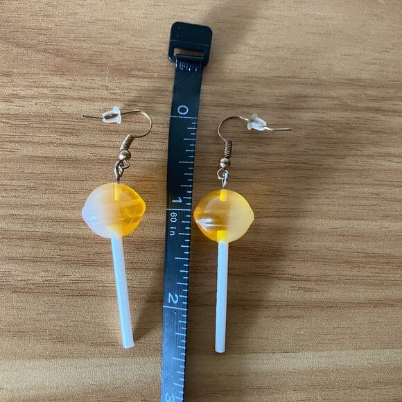 Yellow Resin Lollipop Drop Earrings - Picture 2 of 2